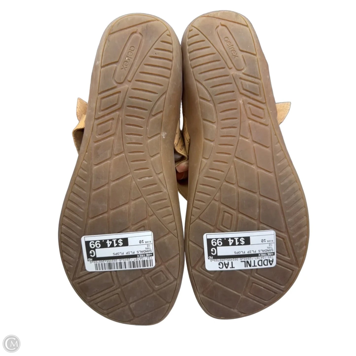 Sandals Flip Flops By Aetrex In Tan, Size: 10