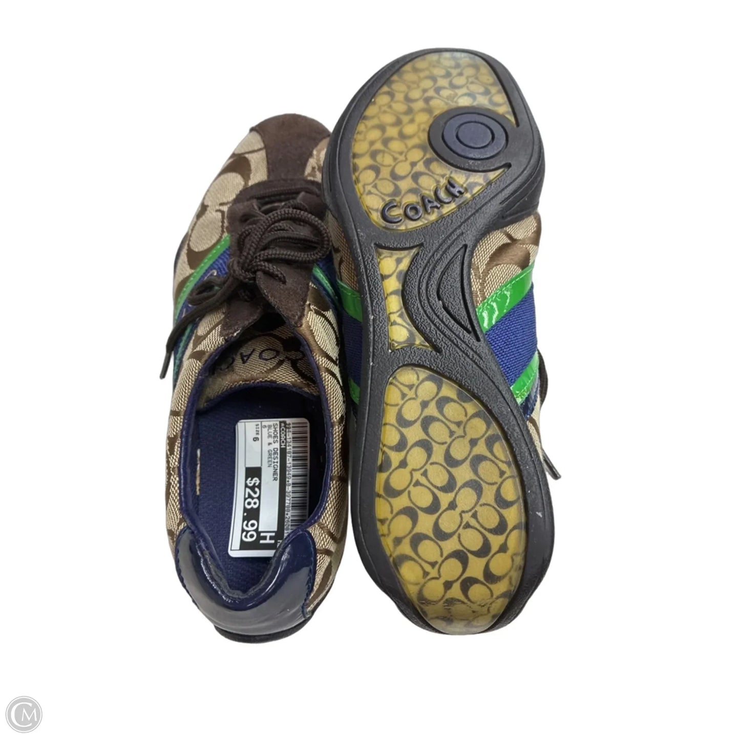 Shoes Designer By Coach In Blue & Green, Size: 6
