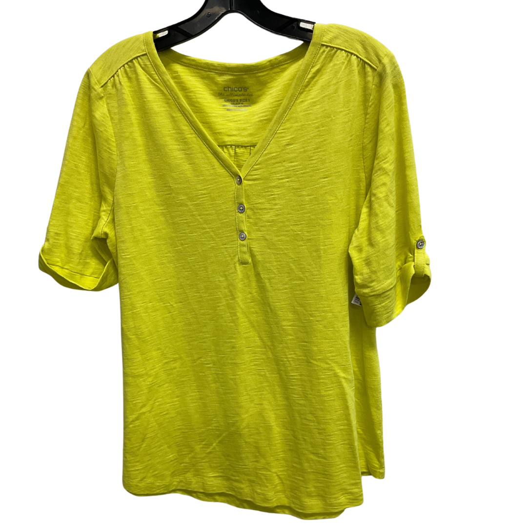 Top Short Sleeve Basic By Chicos In Yellow, Size: M