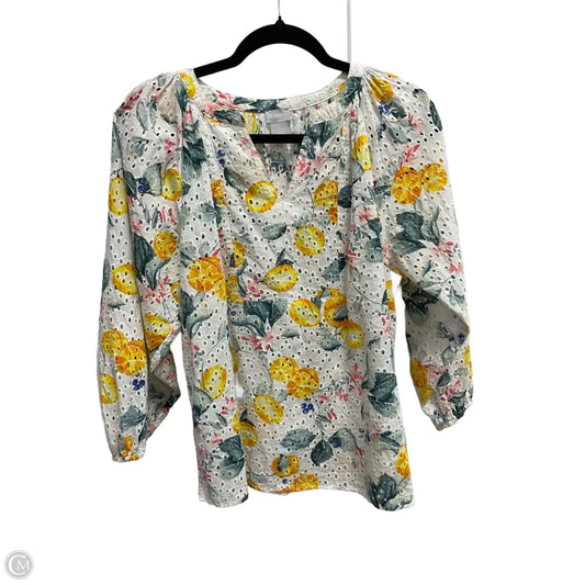 Blouse 3/4 Sleeve By Chicos In Floral Print, Size: M