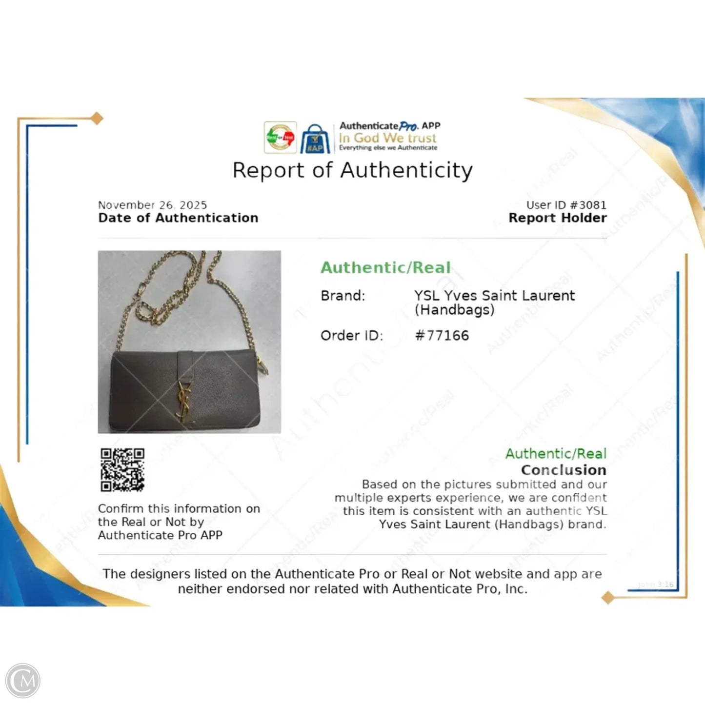 Continental Wallet By Yves Saint Laurent, Size: Large