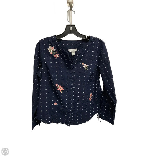 Blouse 3/4 Sleeve By Christopher And Banks In Navy, Size: Mp