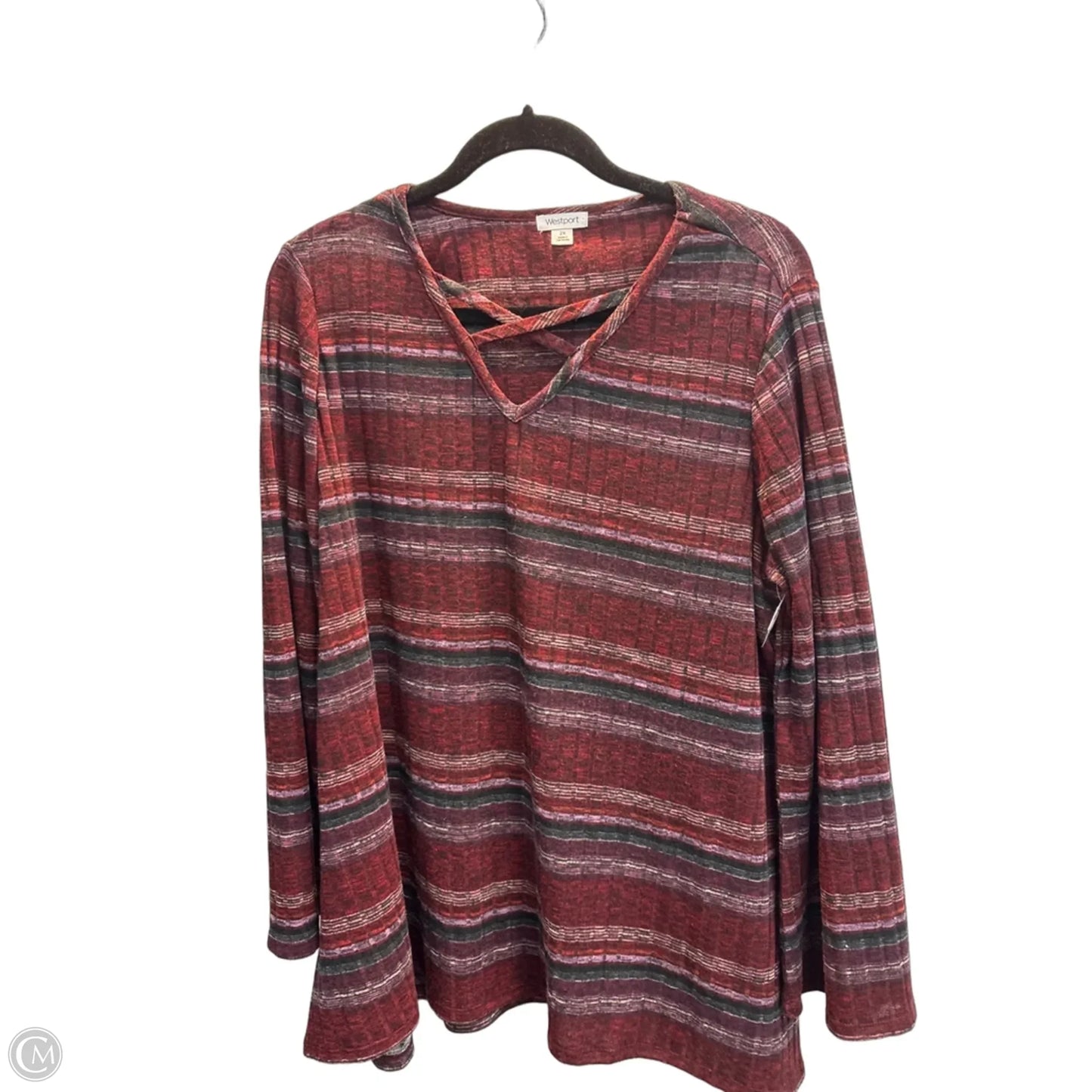 Top Long Sleeve By Westport In Striped Pattern, Size: 2x