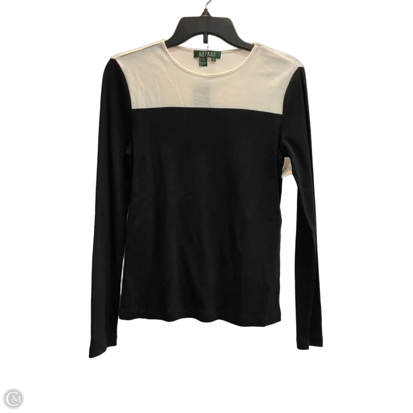 Top Long Sleeve By Lauren By Ralph Lauren In Black & Cream, Size: S