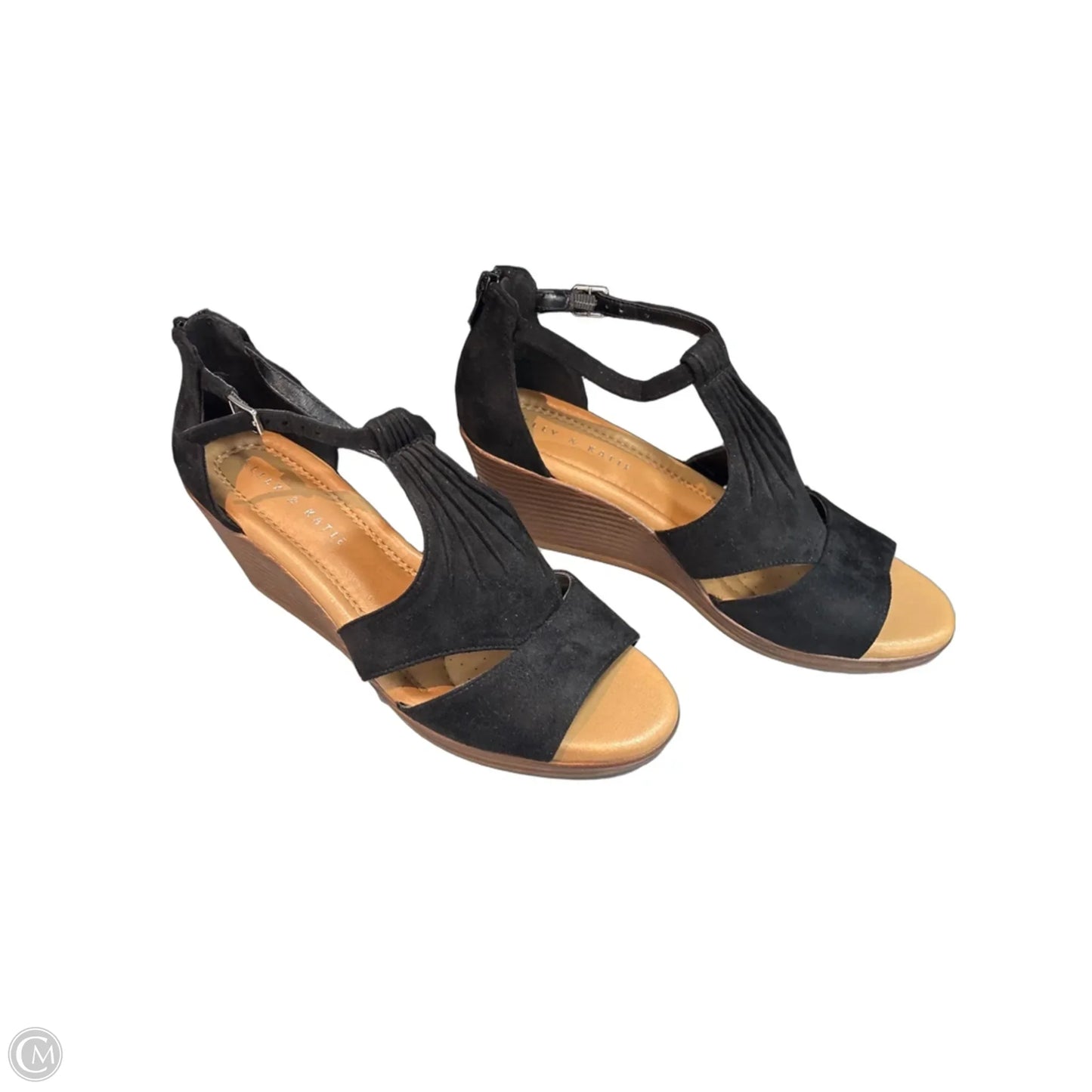 Sandals Heels Wedge By Kelly And Katie In Black, Size: 9