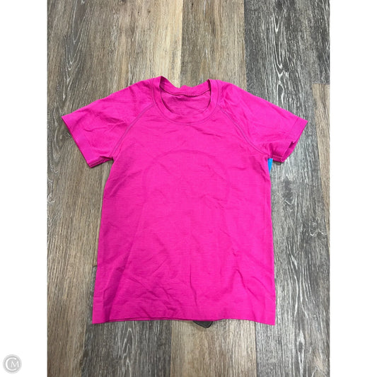 Athletic Top Short Sleeve By Lululemon In Pink, Size: 4