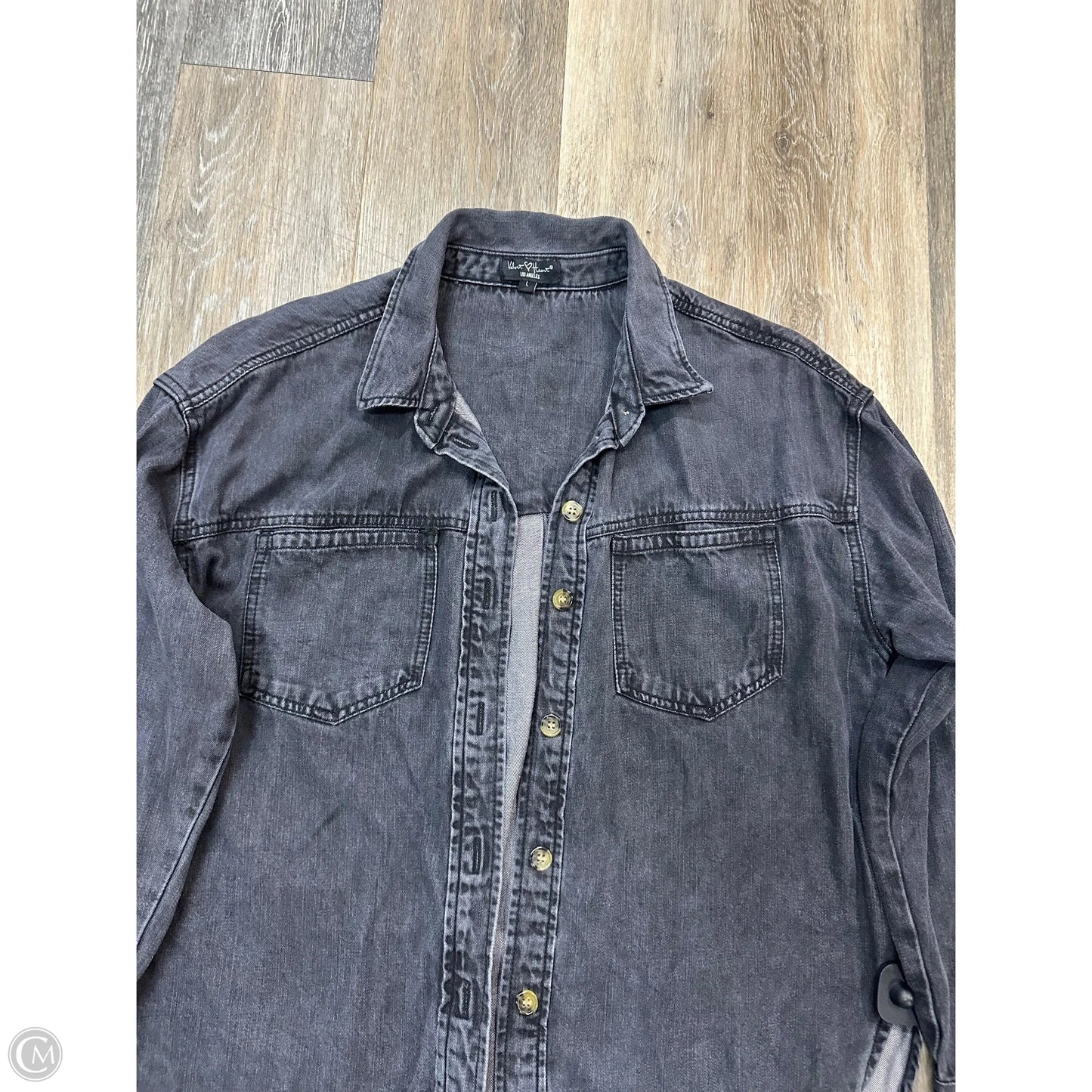 Blouse Long Sleeve By Velvet Heart In Grey Denim, Size: L