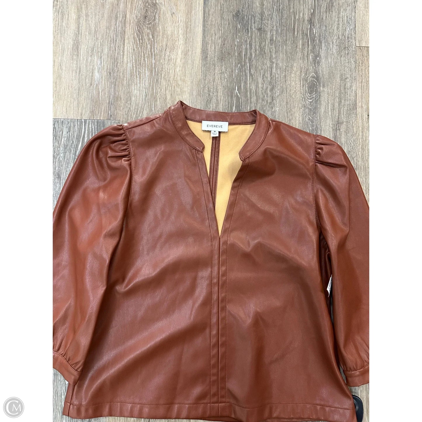 Blouse Long Sleeve By Evereve In Brown, Size: M