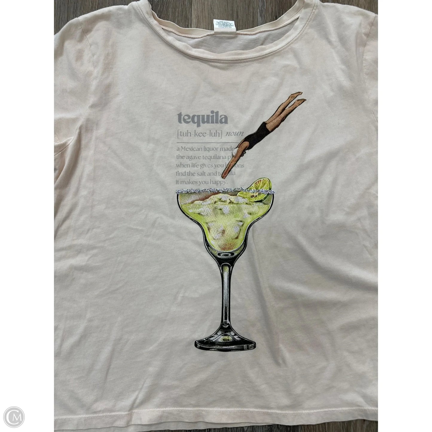 Top Short Sleeve By All Us In Cream, Size: Xl