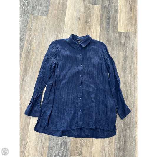 Blouse Long Sleeve By Eileen Fisher In Navy, Size: M