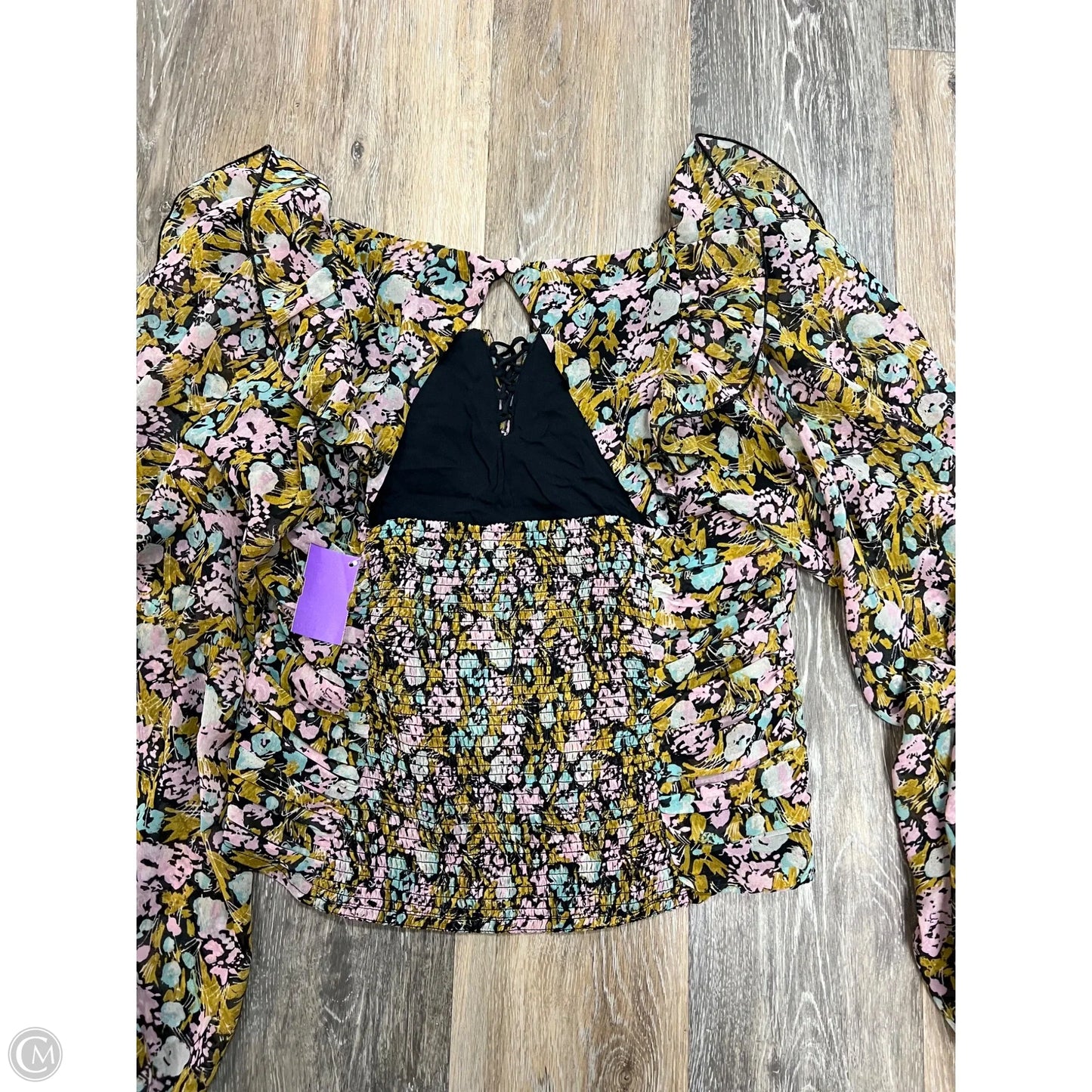 Blouse Long Sleeve By Free People In Floral Print, Size: M
