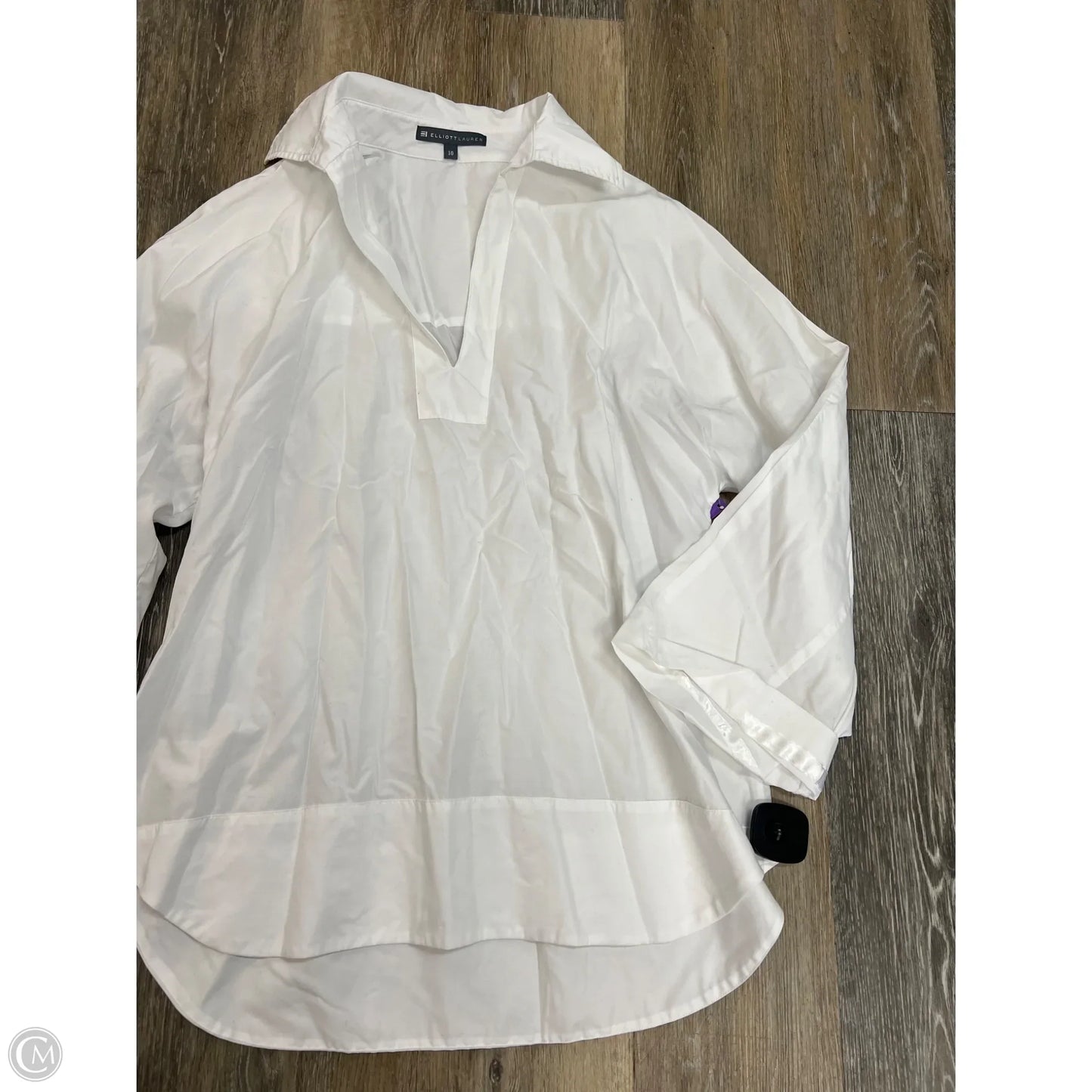 Blouse Long Sleeve By Elliott Lauren In White, Size: 10