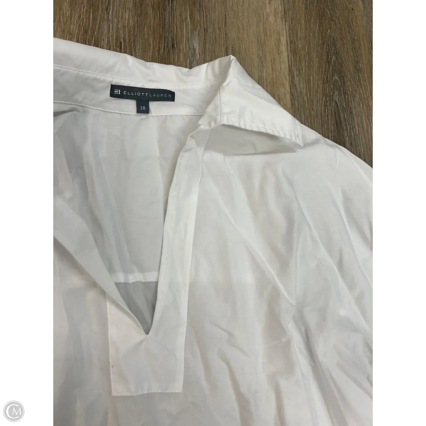 Blouse Long Sleeve By Elliott Lauren In White, Size: 10