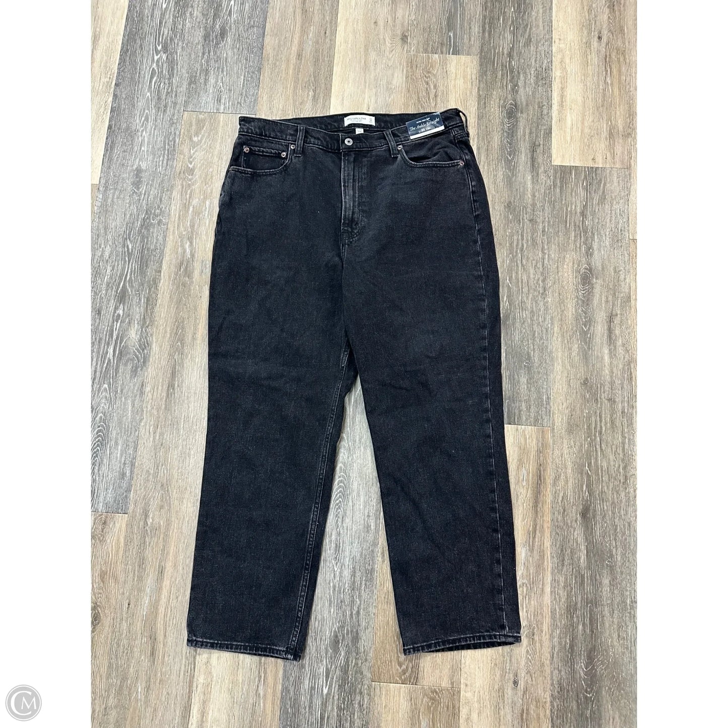 Jeans Straight By Abercrombie And Fitch In Black Denim, Size: 16