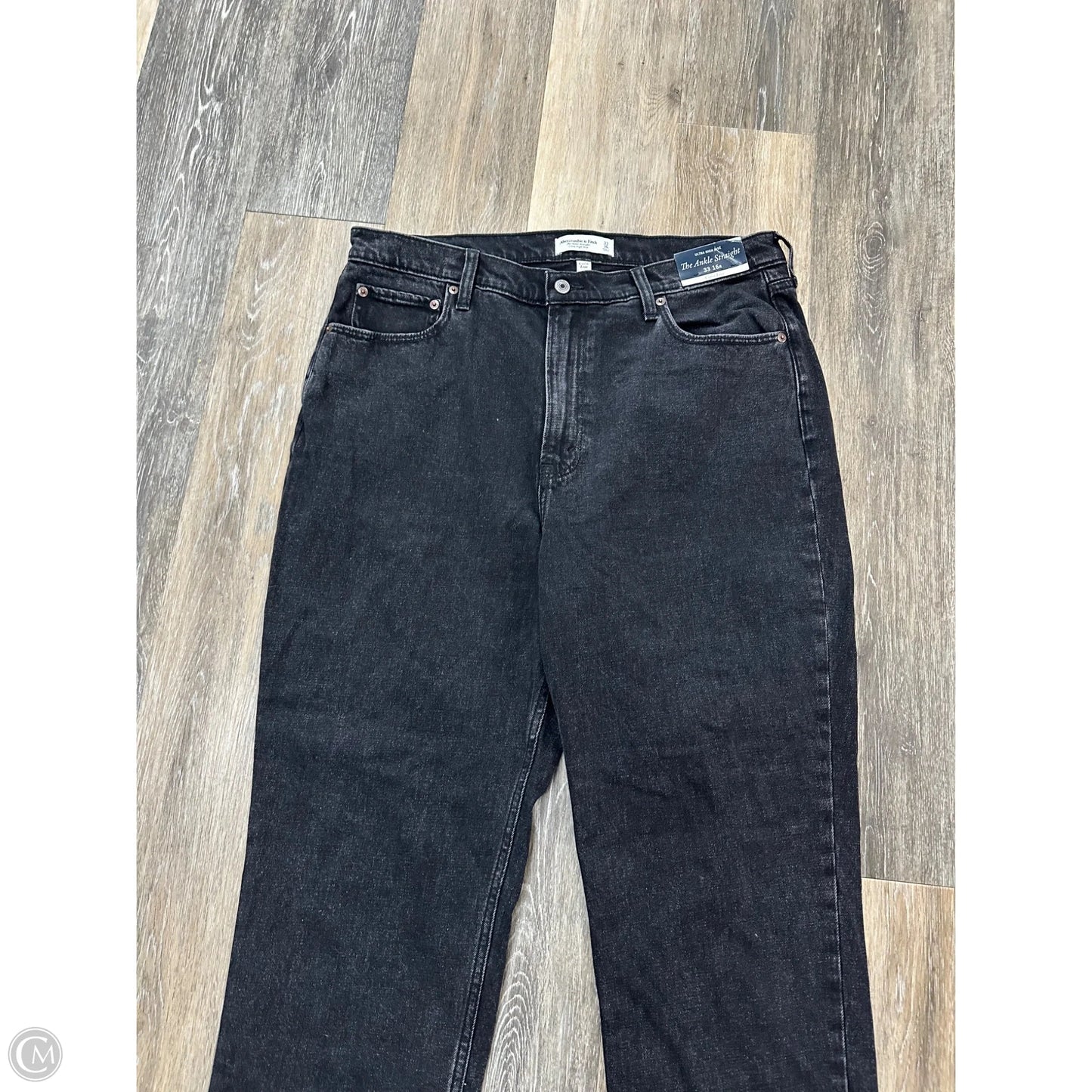 Jeans Straight By Abercrombie And Fitch In Black Denim, Size: 16