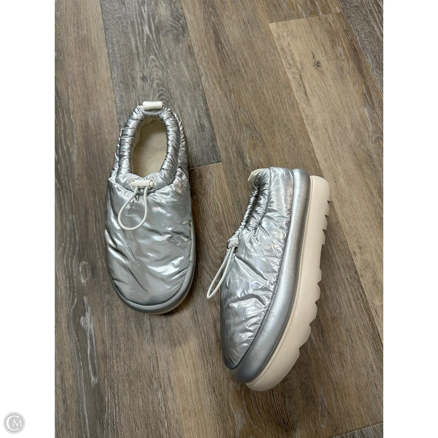 Slippers Designer By Ugg In Silver, Size: 9