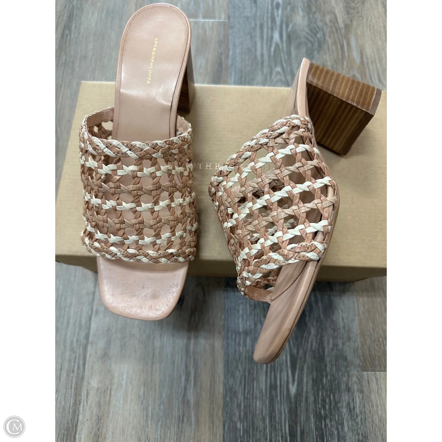 Sandals Heels Block By Anthropologie In Tan, Size: 10