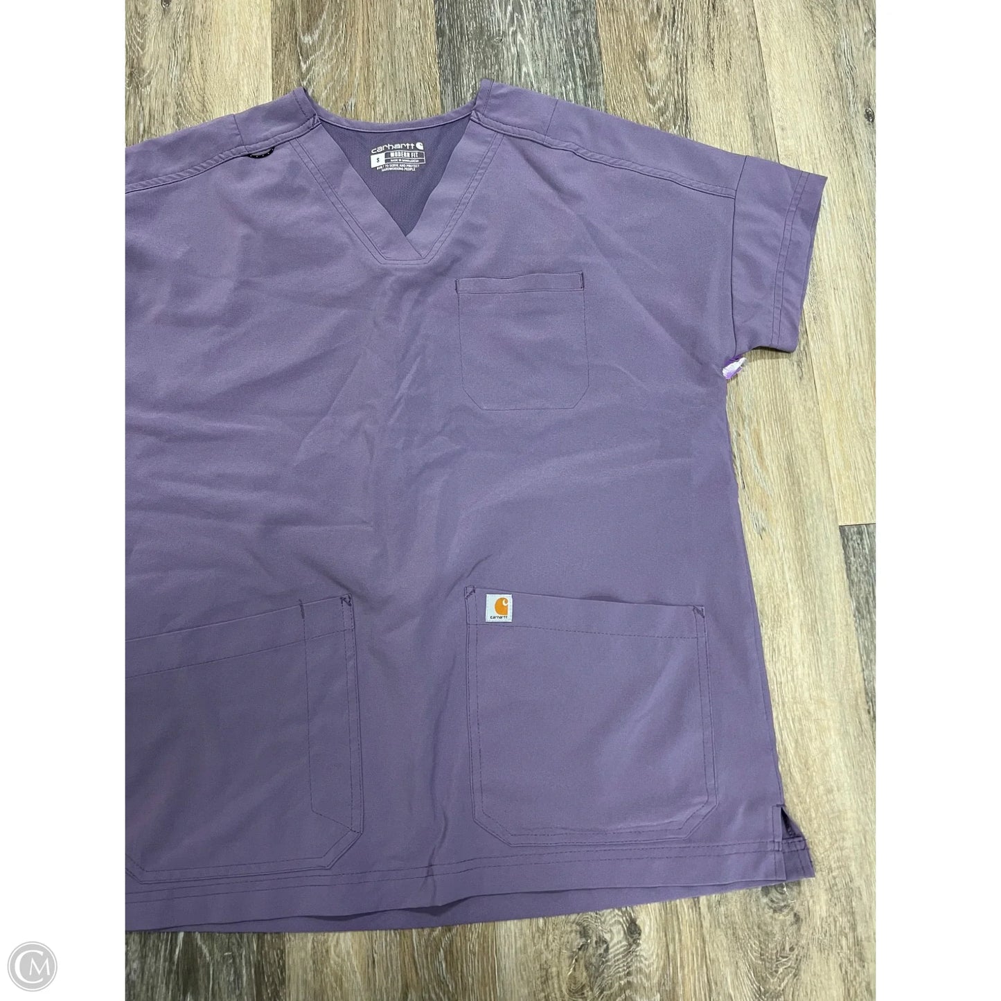 Scrub Top Short Sleeve By Carhartt In Purple, Size: S