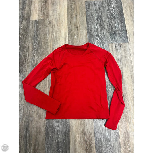Athletic Top Long Sleeve Crewneck By Lululemon In Red, Size: 8