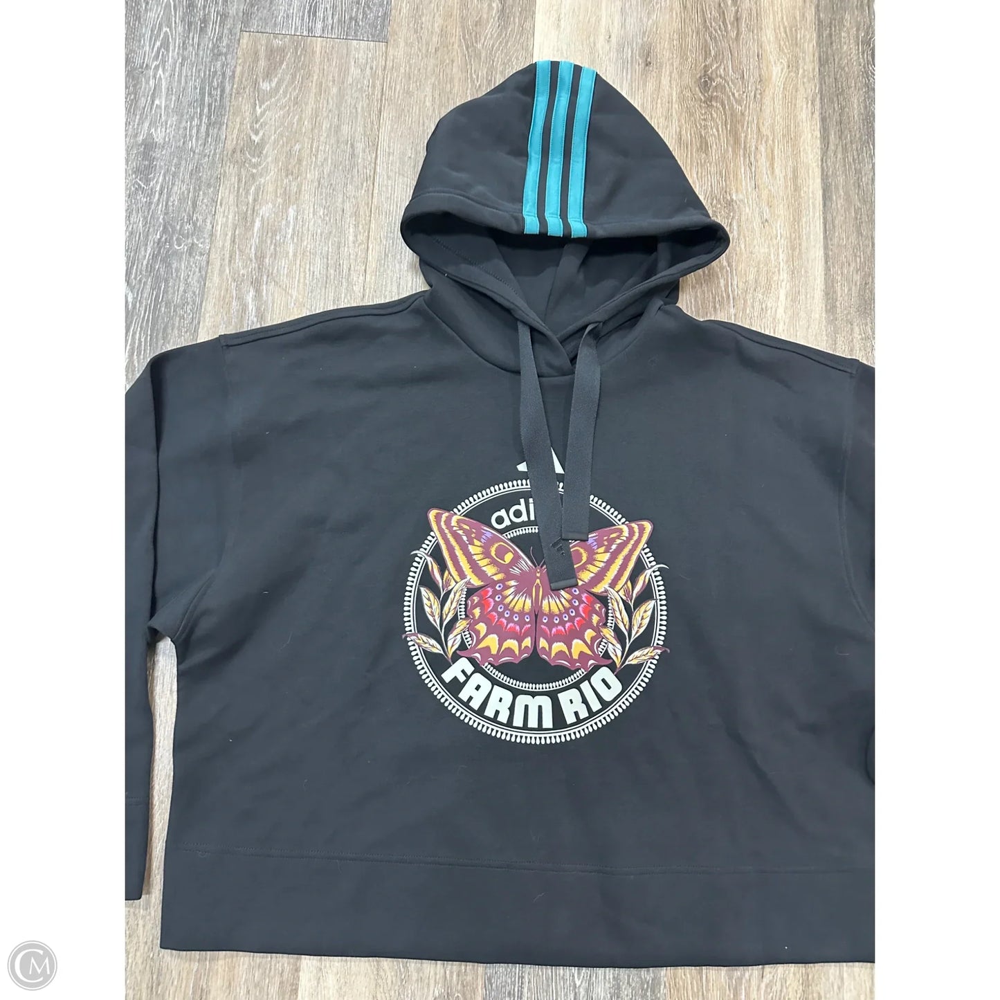 Athletic Sweatshirt Hoodie By Adidas In Black, Size: L