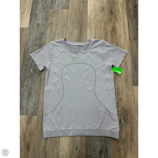 Athletic Top Short Sleeve By Lululemon In Striped Pattern, Size: M
