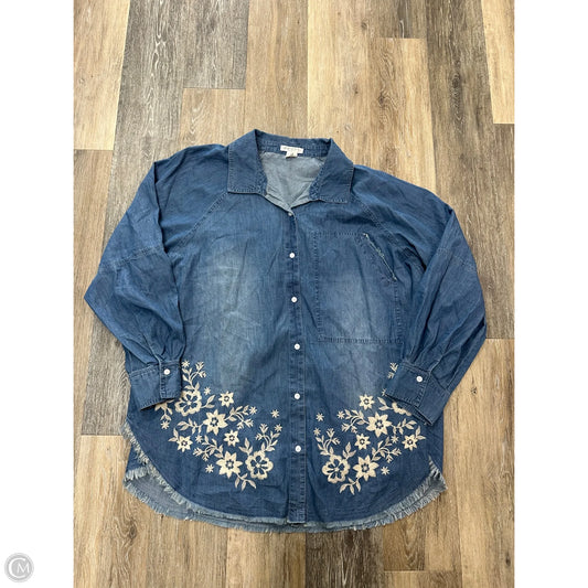 Blouse Long Sleeve By Torrid In Blue, Size: 2x