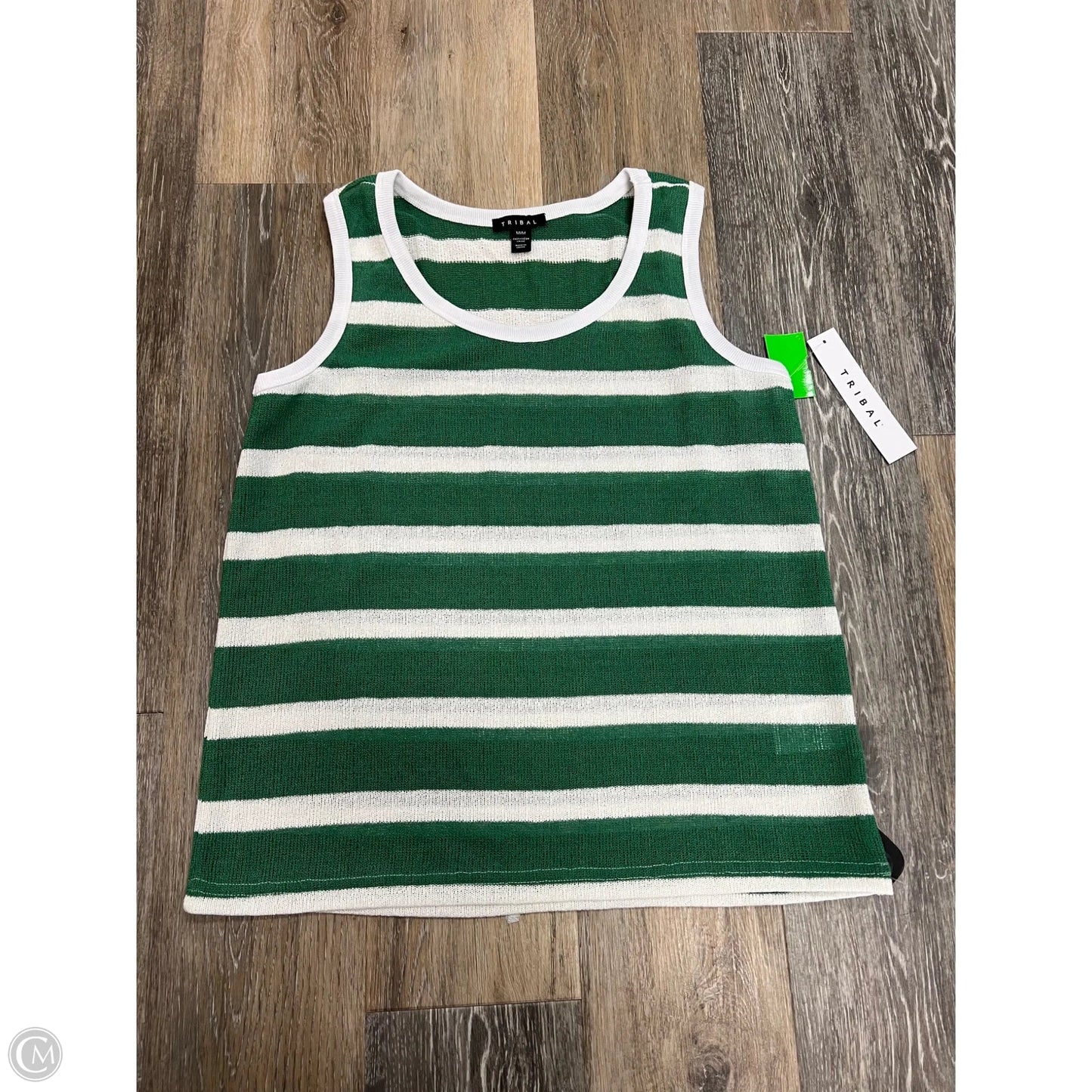 Tank Top By Tribal In Green & White, Size: M