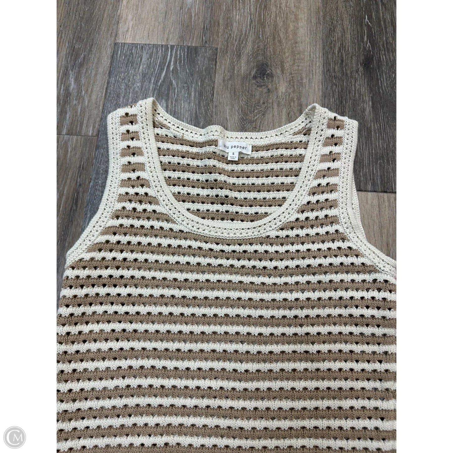 Top Sleeveless By Blu Pepper In Striped Pattern, Size: S