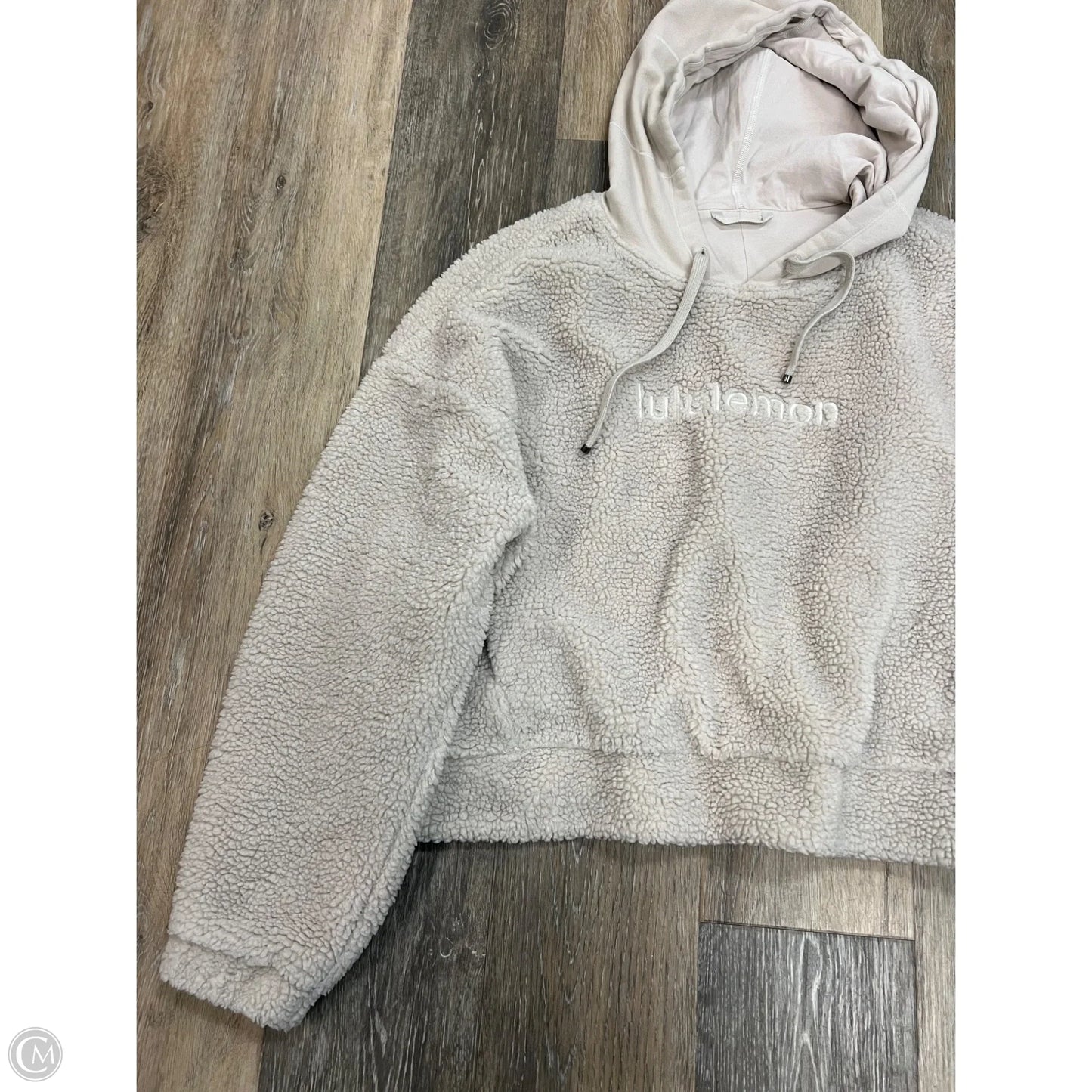 Athletic Sweatshirt Hoodie By Lululemon In Cream, Size: 10