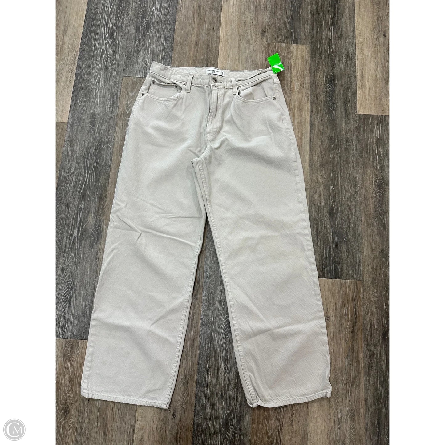 Jeans Wide Leg By Abercrombie And Fitch In Cream Denim, Size: 12