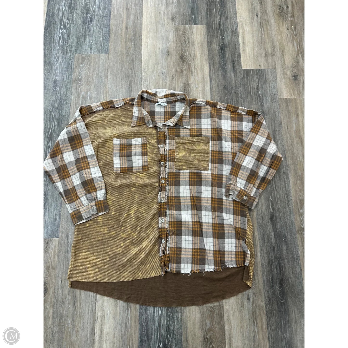 Blouse Long Sleeve By White Birch In Plaid Pattern, Size: 1x