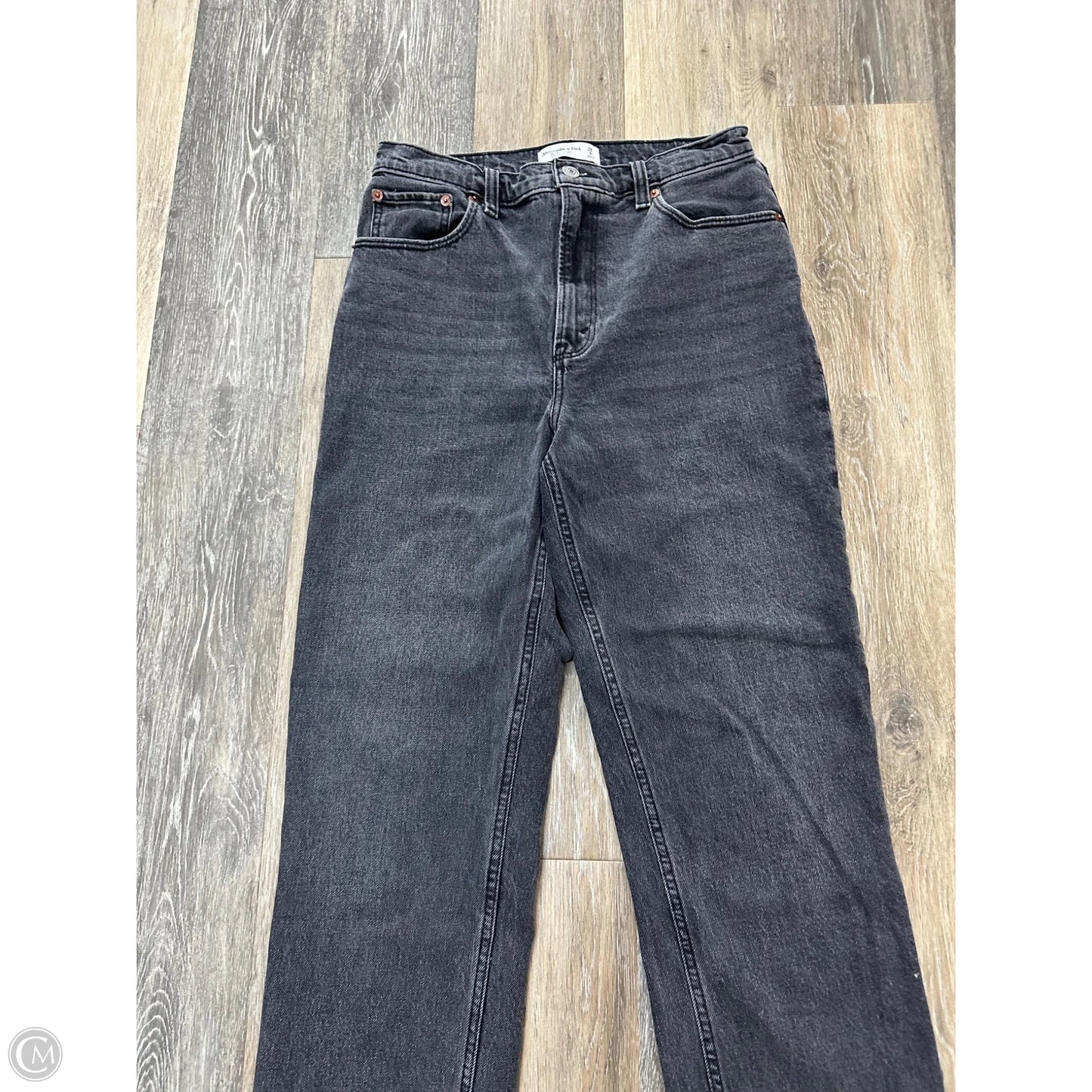 Jeans Straight By Abercrombie And Fitch In Black Denim, Size: 6
