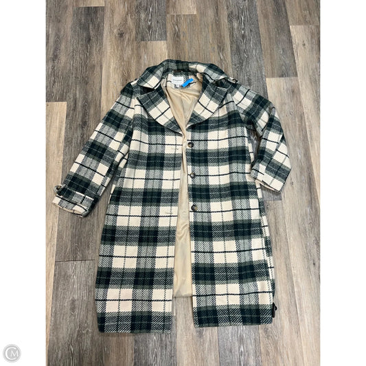 Coat Trench Coat By Banana Republic In Plaid Pattern, Size: M