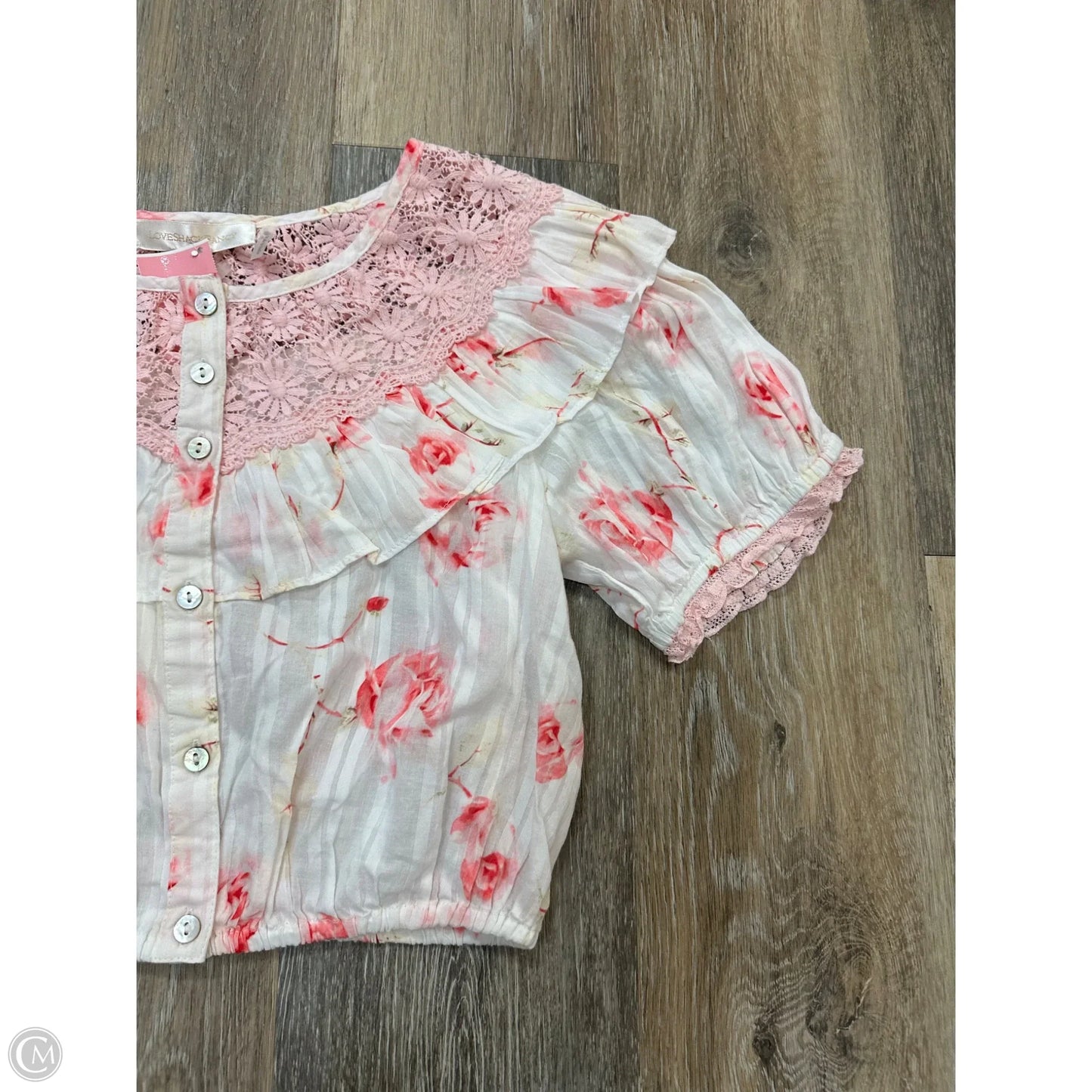 Blouse Short Sleeve By LOVESHACKFANCY In Pink, Size: S