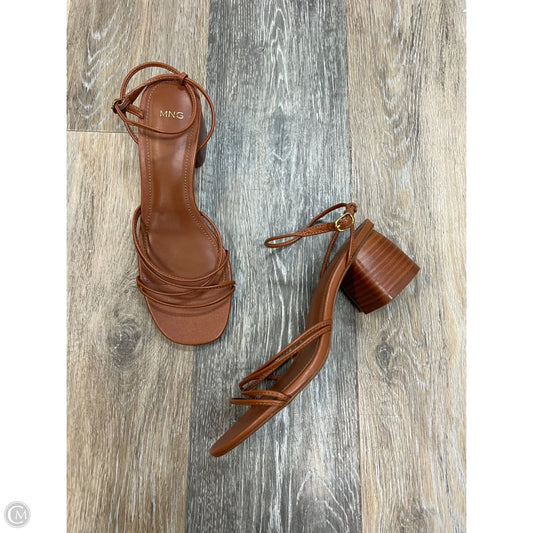 Sandals Heels Block By Mng In Tan, Size: 6.5
