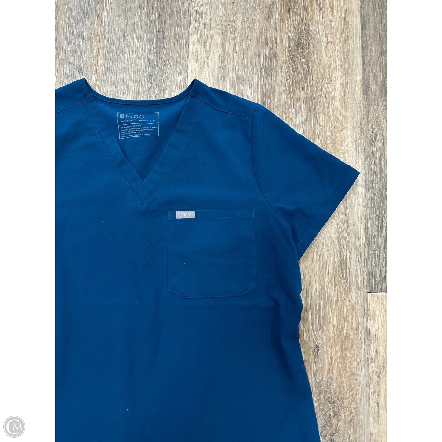 Scrub Top Short Sleeve By Figs In Blue, Size: M