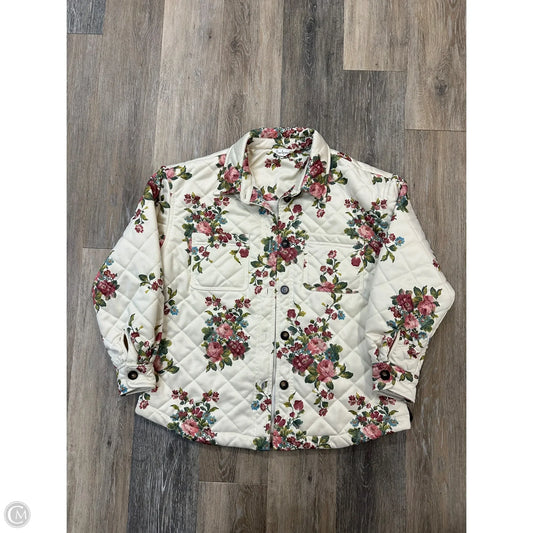 -Jacket Shirt By Taelynn In Floral Print, Size: S