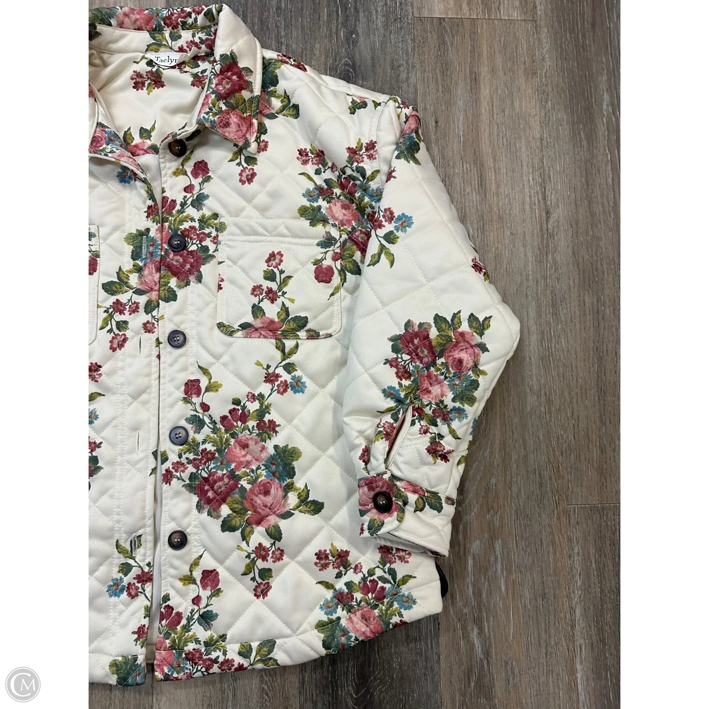 -Jacket Shirt By Taelynn In Floral Print, Size: S