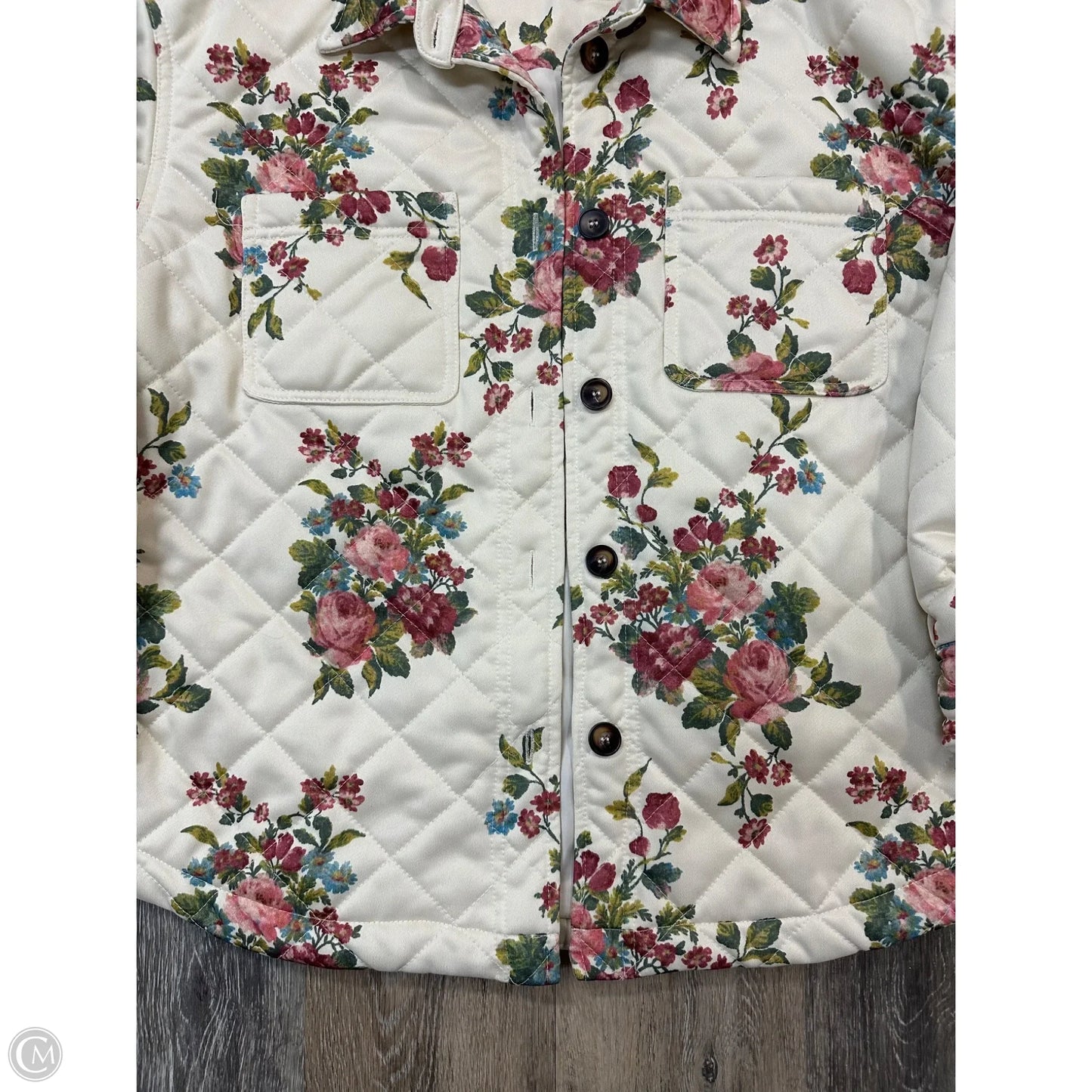 -Jacket Shirt By Taelynn In Floral Print, Size: S