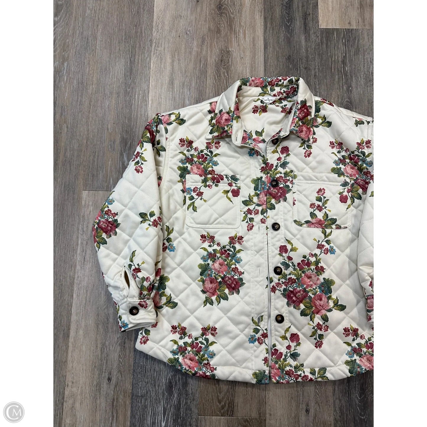 -Jacket Shirt By Taelynn In Floral Print, Size: S