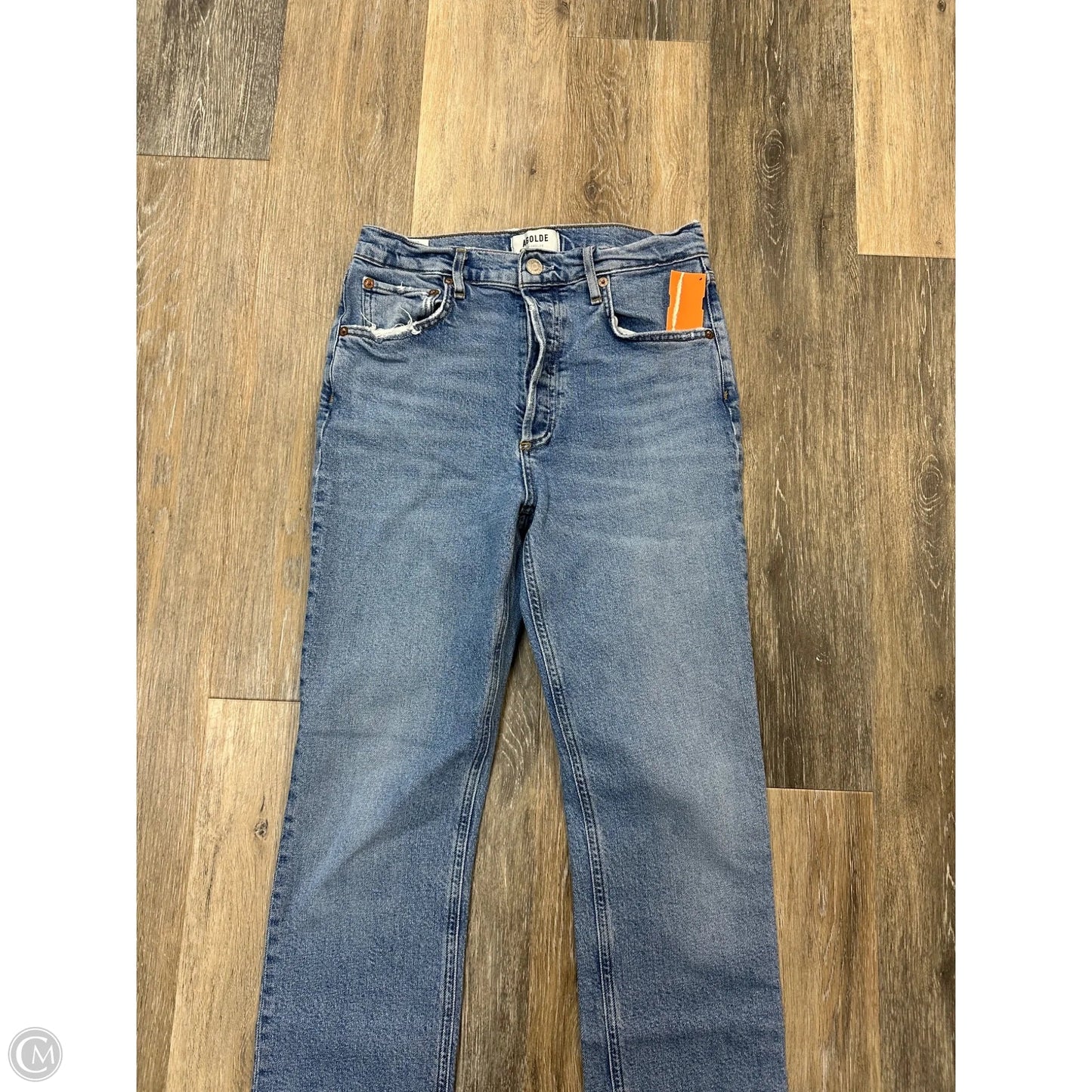 Jeans Straight By Agolde In Blue Denim, Size: 4