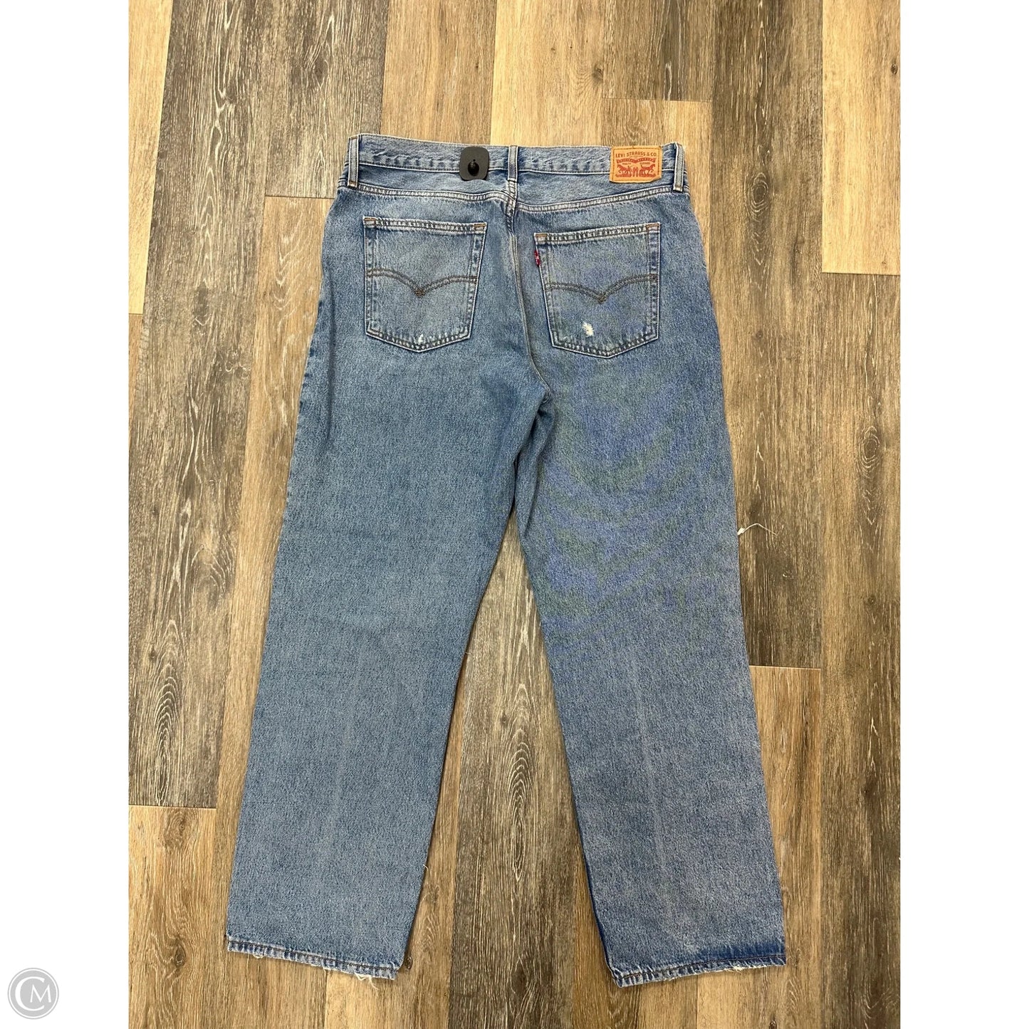Jeans Straight By Levis In Blue Denim, Size: 14