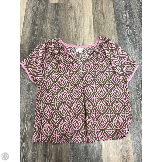 Blouse Short Sleeve By Velvet In Green & Pink, Size: S