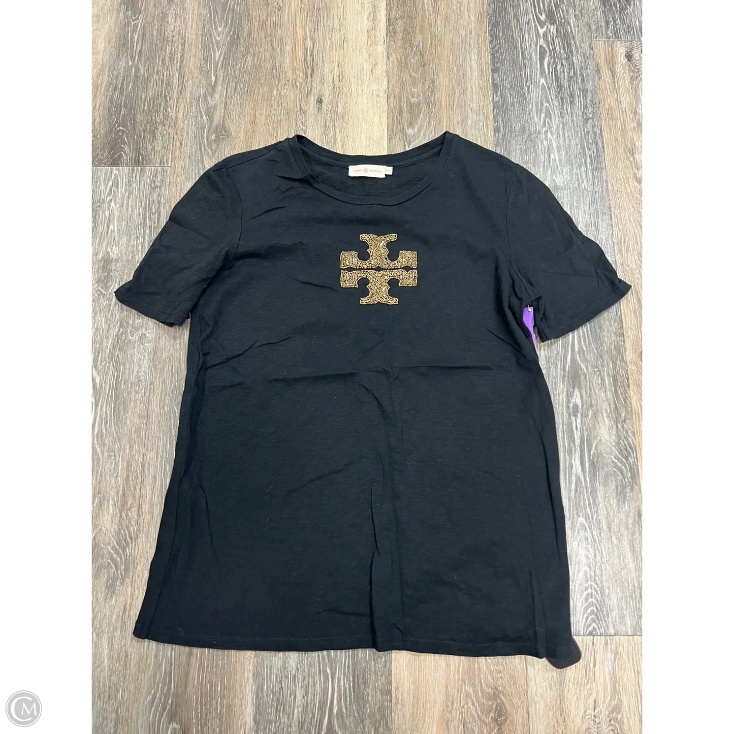 Top Short Sleeve Designer By Tory Burch In Black, Size: M