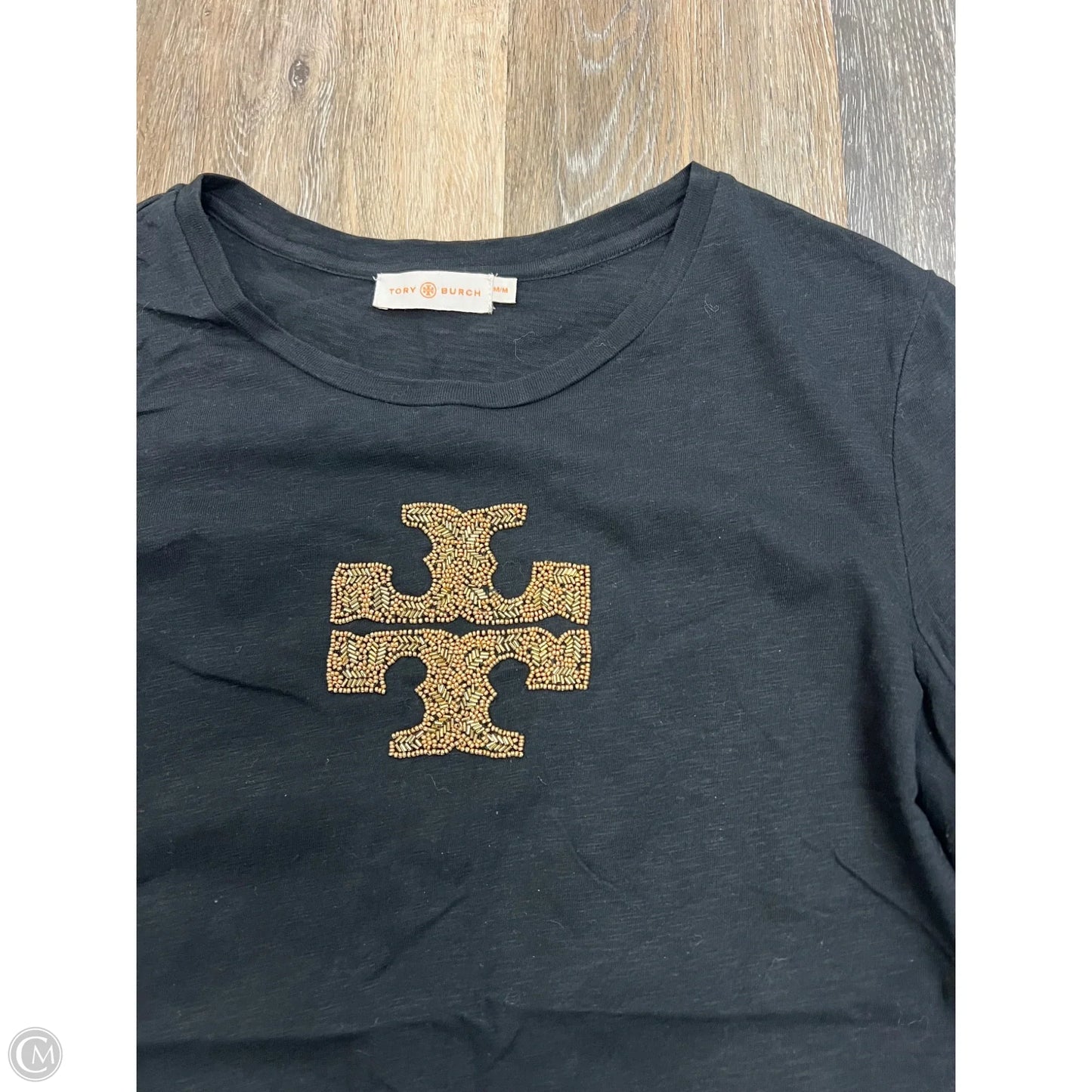 Top Short Sleeve Designer By Tory Burch In Black, Size: M