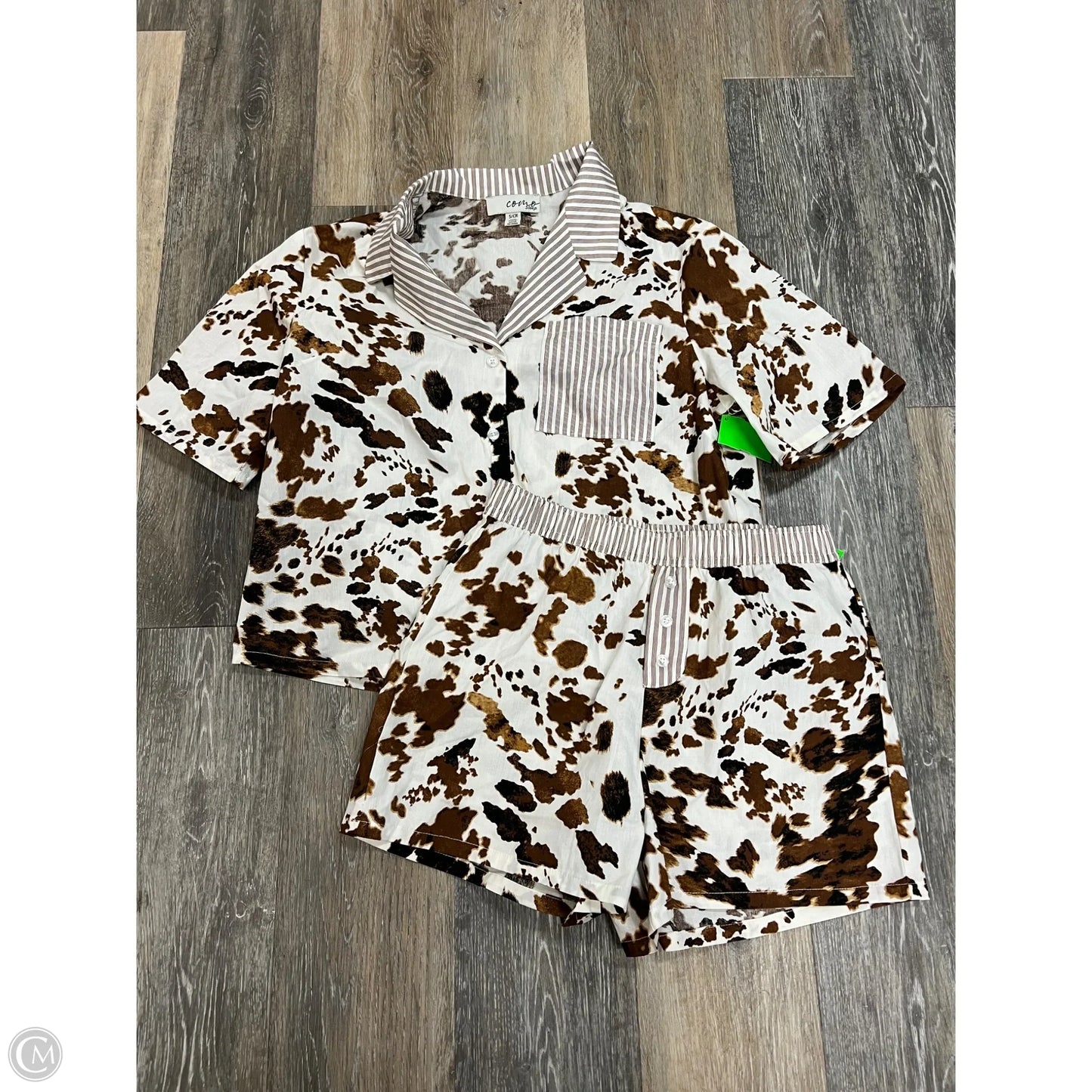 Pajamas 2pc By Como Sleep In Brown & White, Size: S