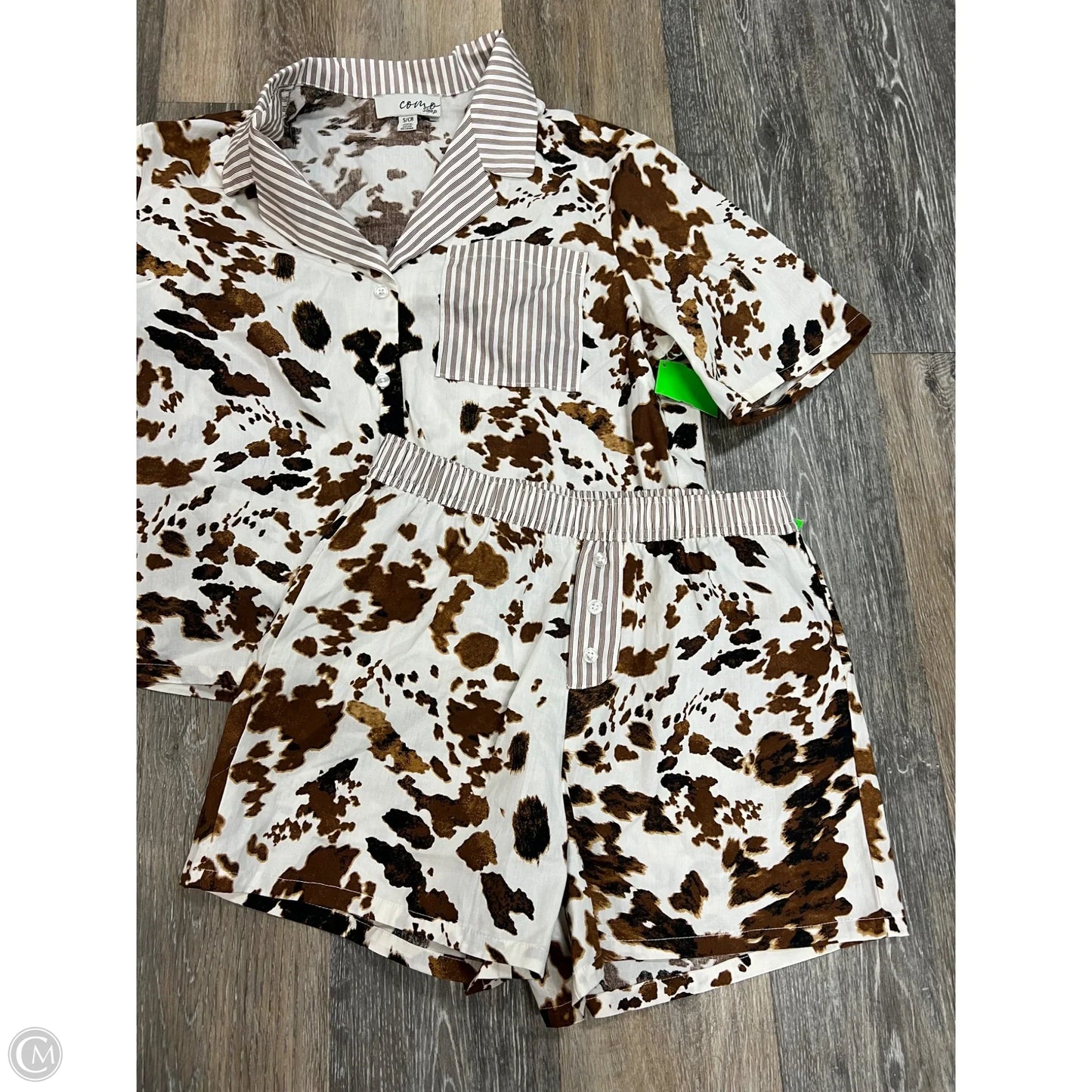 Pajamas 2pc By Como Sleep In Brown & White, Size: S