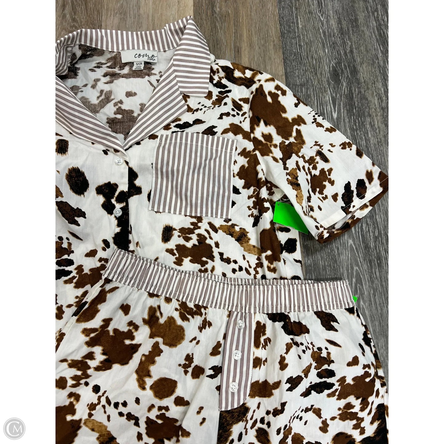 Pajamas 2pc By Como Sleep In Brown & White, Size: S