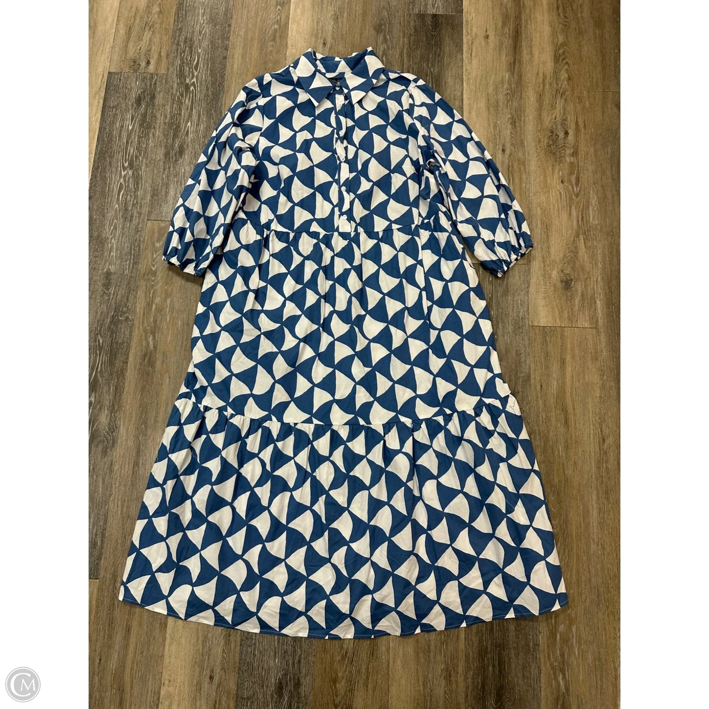Dress Casual Maxi By Rachel Zoe In Blue & White, Size: 1x