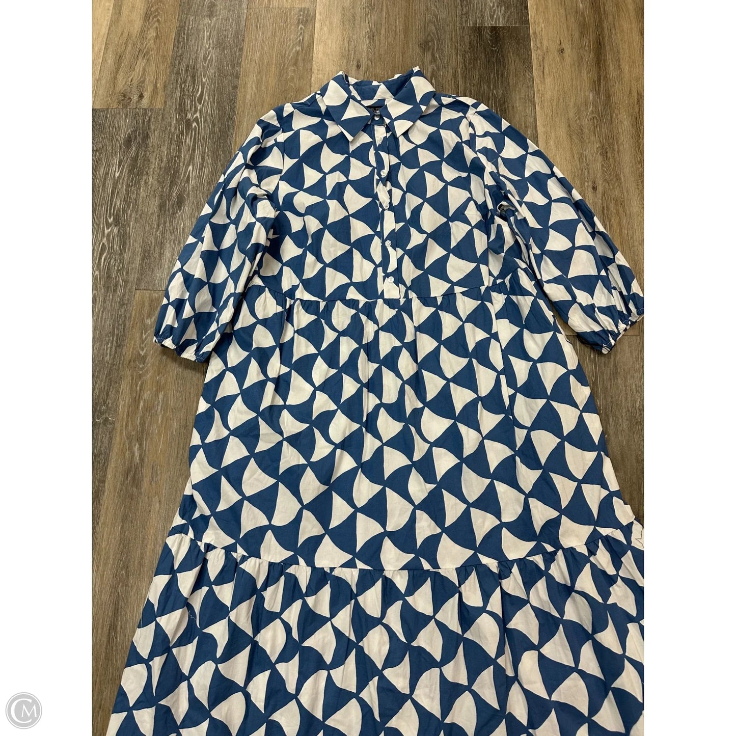 Dress Casual Maxi By Rachel Zoe In Blue & White, Size: 1x